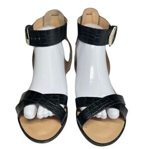 ANTONIO MELANI Black Croc-Embossed Sandals